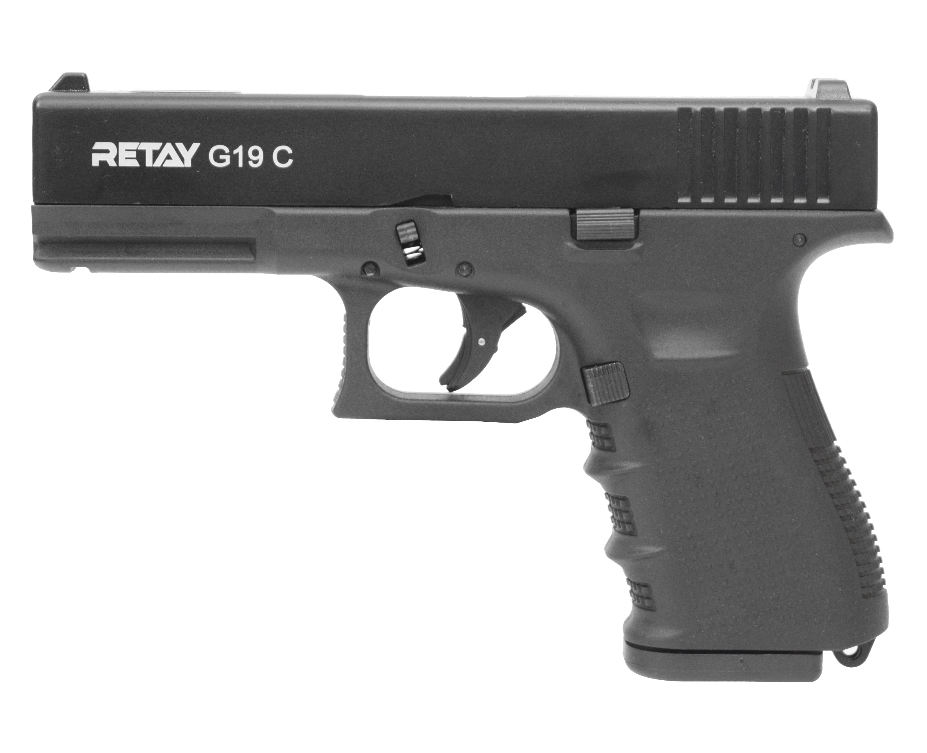 Пистолет охолощенный Retay G19C (Glok 19), к.9мм (никель)