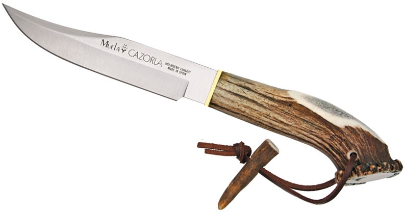 Нож "Трофей" (16см., рук.рог.оленя. с кроной, кож.ножны)