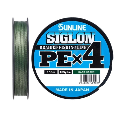 Леска плетеная Siglon PE X4, dark green, 150м, 0,296