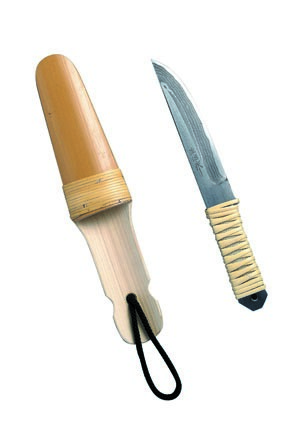 Нож White Steel (дамаск, рук.бежев.обм., ножны - дер.)